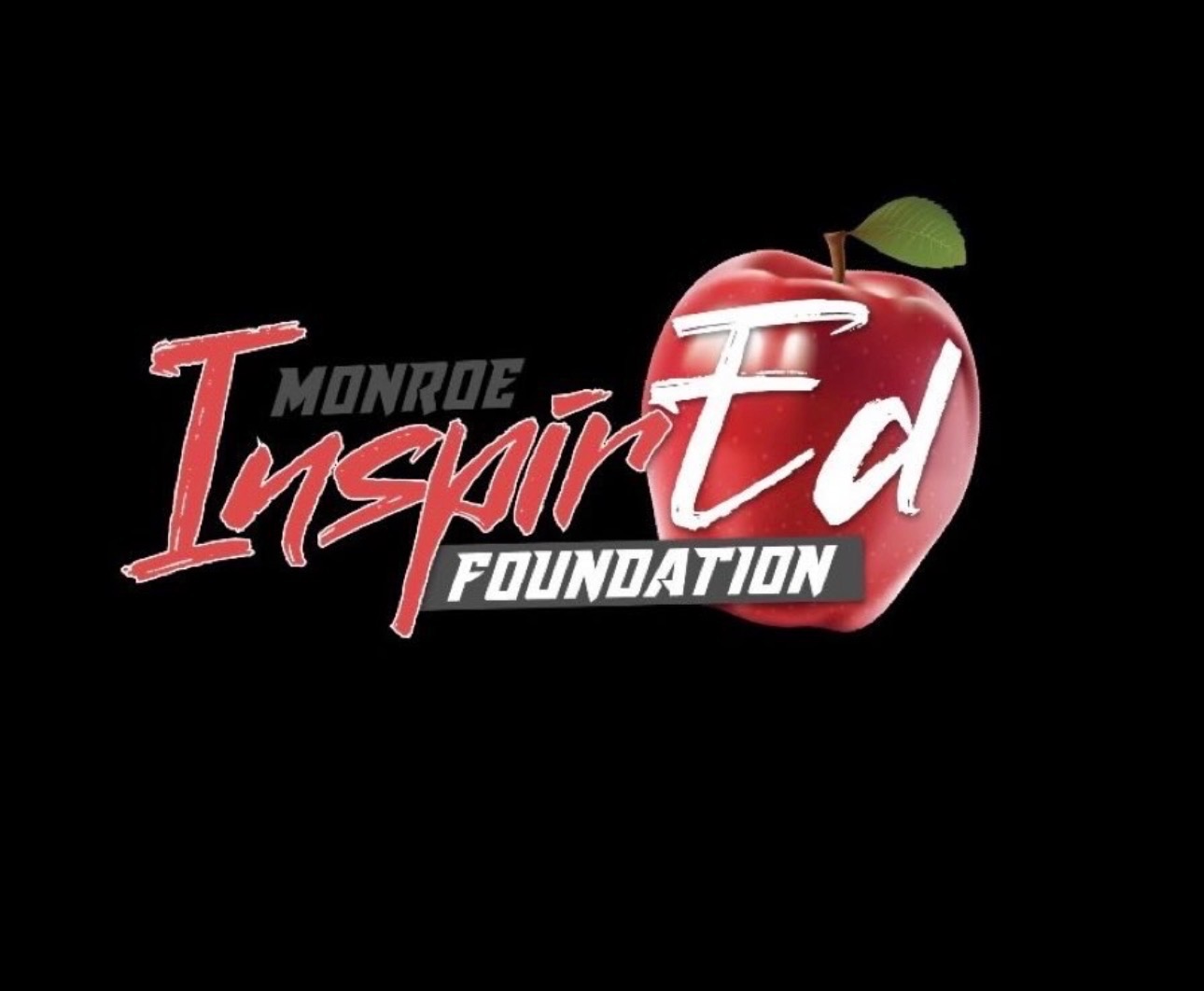 Monroe InspirEd Foundation — bold red script logo on black